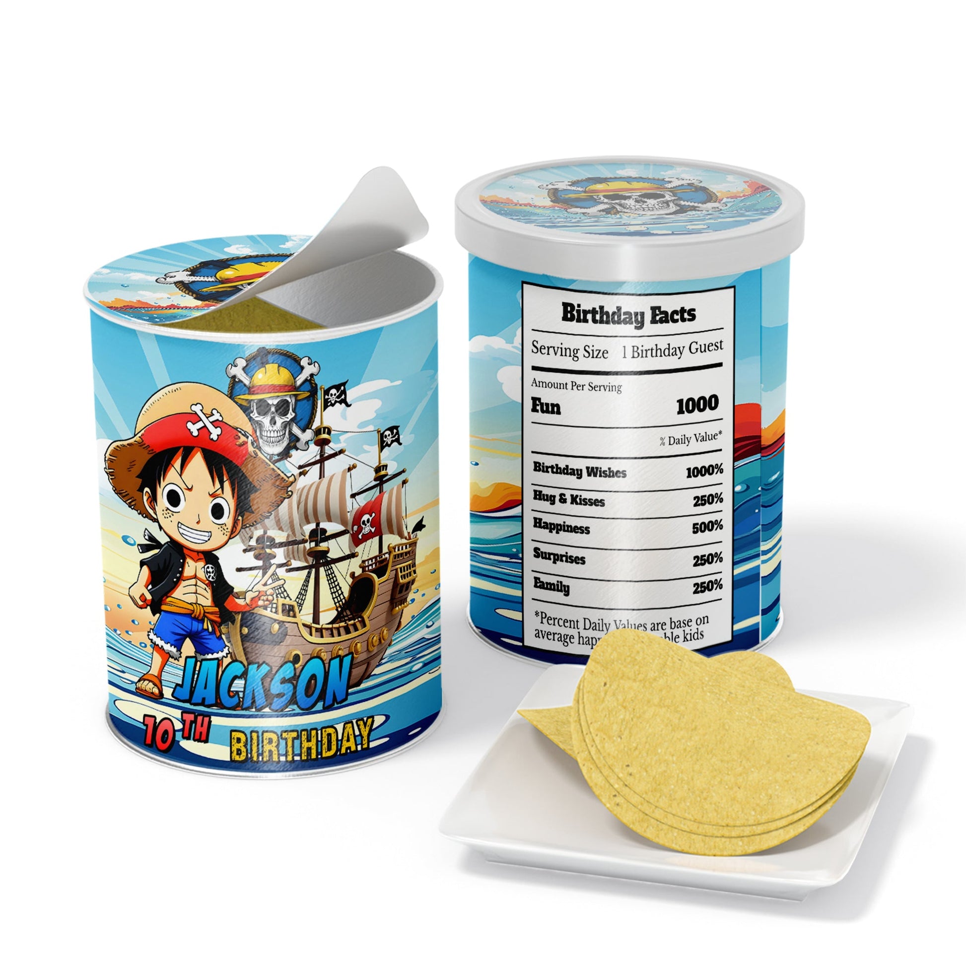 Small Pringles Label with One Piece Manga Series Theme