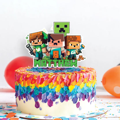 Minecraft Birthday Decorations, Minecraft Party Supplies, Minecraft Themed, Pixelated Game Digital Template, Editable Pixelated Image SVG PNG