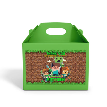 Minecraft treat box label for personalized party favors 