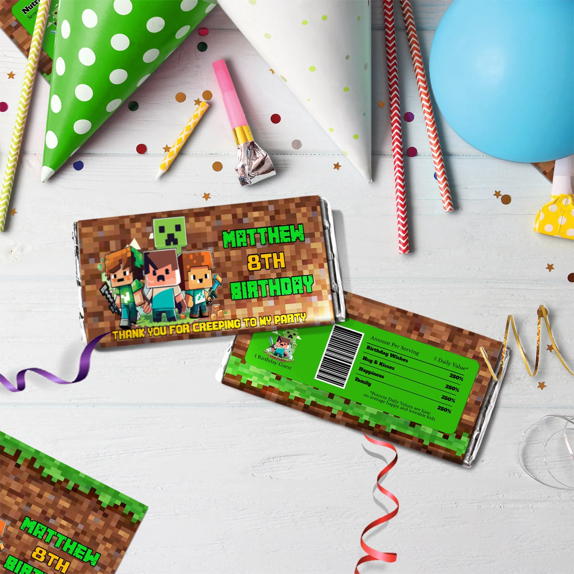 Minecraft Birthday Decorations, Minecraft Party Supplies, Minecraft Themed, Pixelated Game Digital Template, Editable Pixelated Image SVG PNG