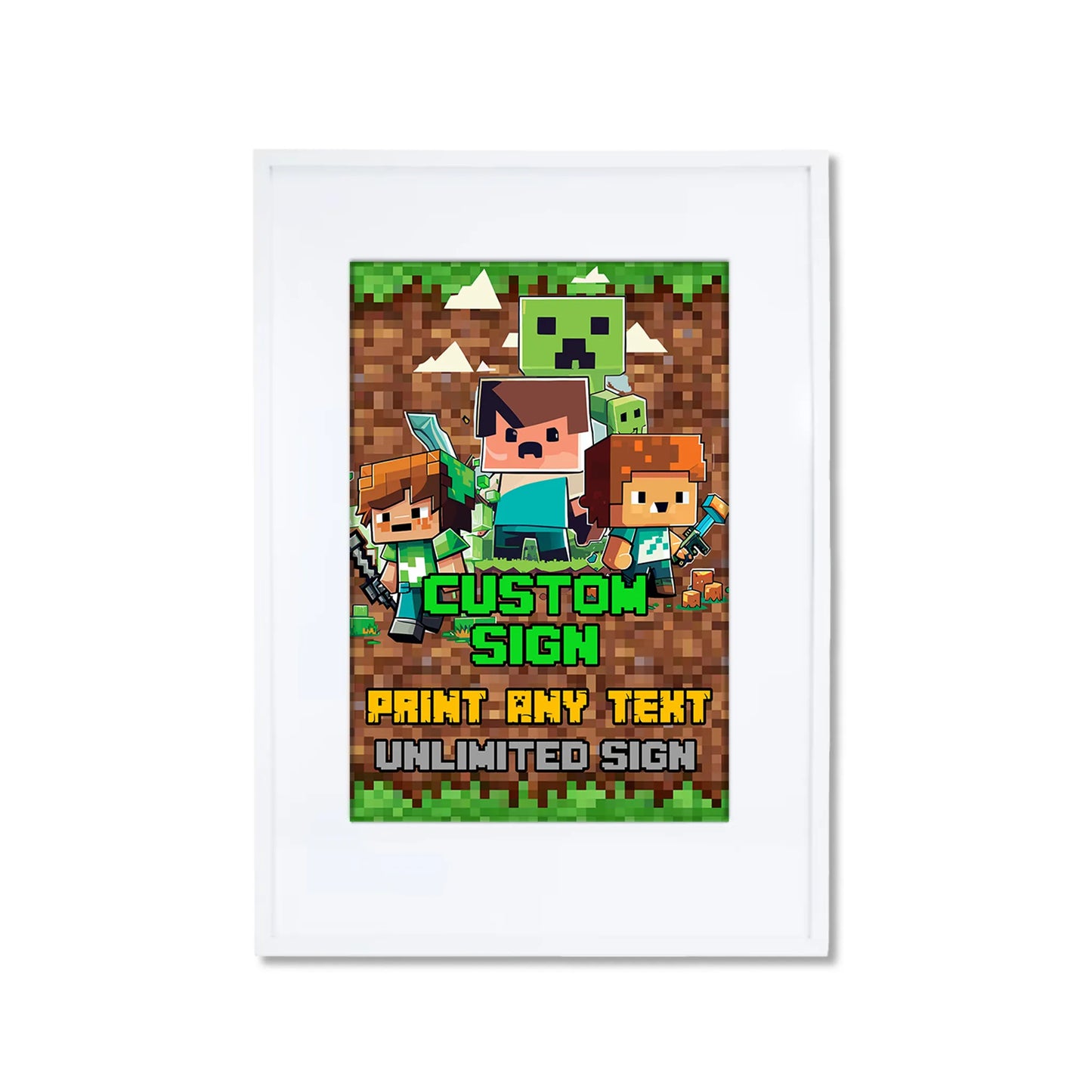 Minecraft custom sign for themed birthday party decorations 