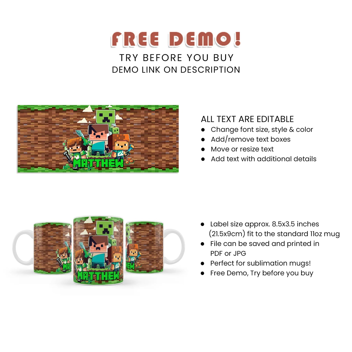 Pixelated Sublimation Mug for Personalized Birthday Gifts