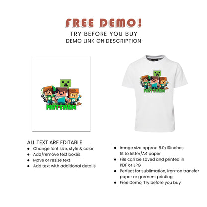 Pixelated Sublimation T-Shirt for Personalized Birthday celebrations