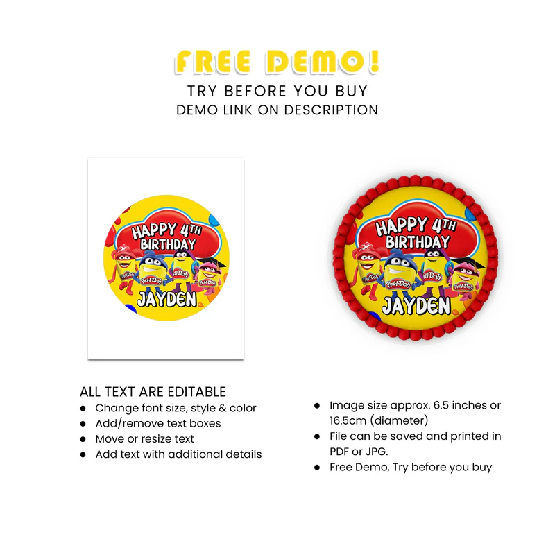 Play Doh Icing Sheet Cake Images – Personalized Edible Prints