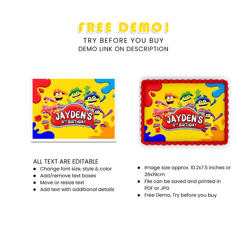 Best Play Doh Icing Sheet Cake Toppers – Custom Edible Cake Images