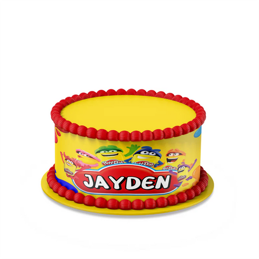 Play Doh personalized cake strips image, bright multicolor design, printable layout on white background