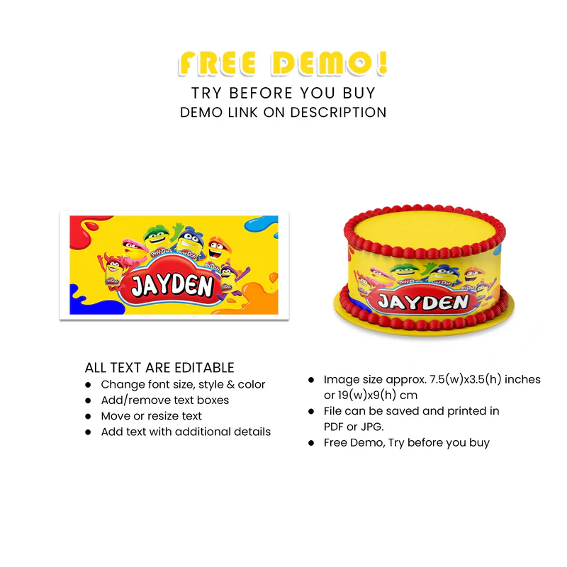 Play Doh Personalized Cake Strips Image – Custom Birthday Decor