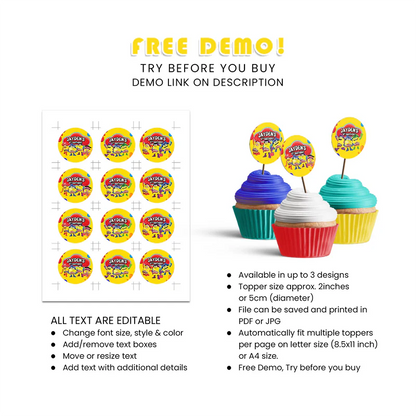 Play Doh Personalized Cupcake Toppers – Custom Birthday Party