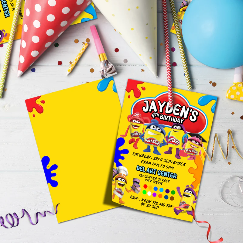 Play-Doh Birthday Decorations, Playdoh Party Supplies, Play Doh Themed, Toys Digital Template, Editable Play Doh Image SVG PNG