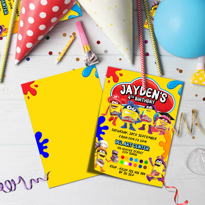 Play-Doh Birthday Decorations, Playdoh Party Supplies, Play Doh Themed, Toys Digital Template, Editable Play Doh Image SVG PNG