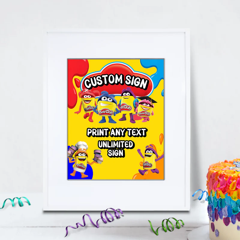 Play-Doh Birthday Decorations, Playdoh Party Supplies, Play Doh Themed, Toys Digital Template, Editable Play Doh Image SVG PNG