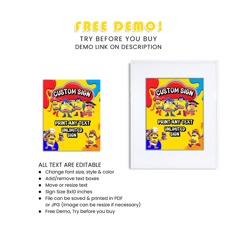 Play Doh Custom Party Sign – Personalized Birthday Decor