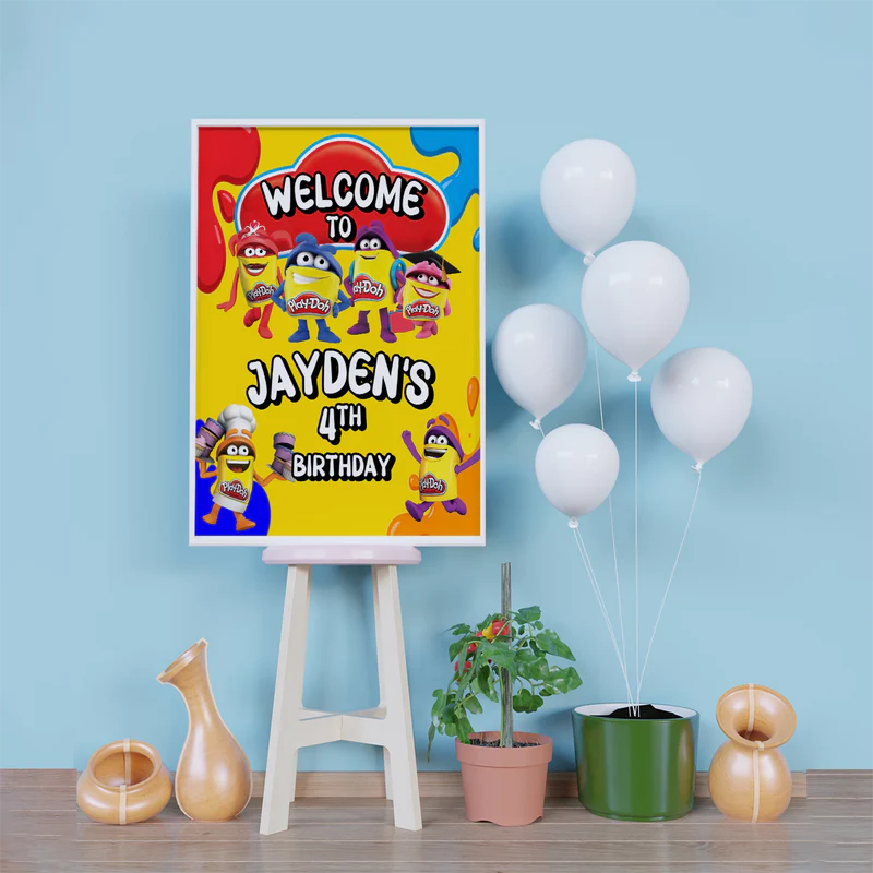 Play-Doh Birthday Decorations, Playdoh Party Supplies, Play Doh Themed, Toys Digital Template, Editable Play Doh Image SVG PNG