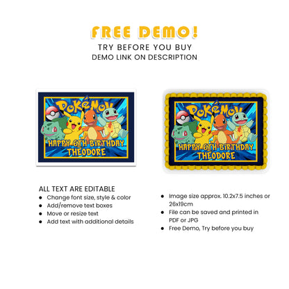Personalize Your Cake with Pokemon Images - Rectangle Shape - Get Your PartyDaz Personalize Your Cake with Pokemon Images - Rectangle Shape - Get Your PartyDaz