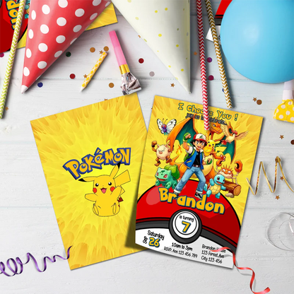 Pokemon Birthday Decorations, Anime Party Supplies, Pocket Monster Themed, Pokemon Digital Template, Editable Pokemon Image SVG PNG
