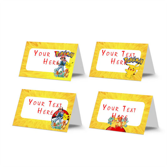 Pokemon food cards with character accents and empty space for custom menu item labels.