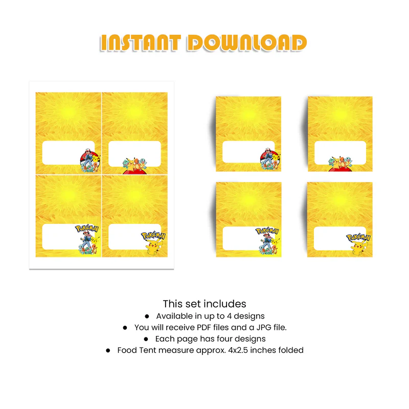Best Pokemon Food Cards & Buffet Labels
