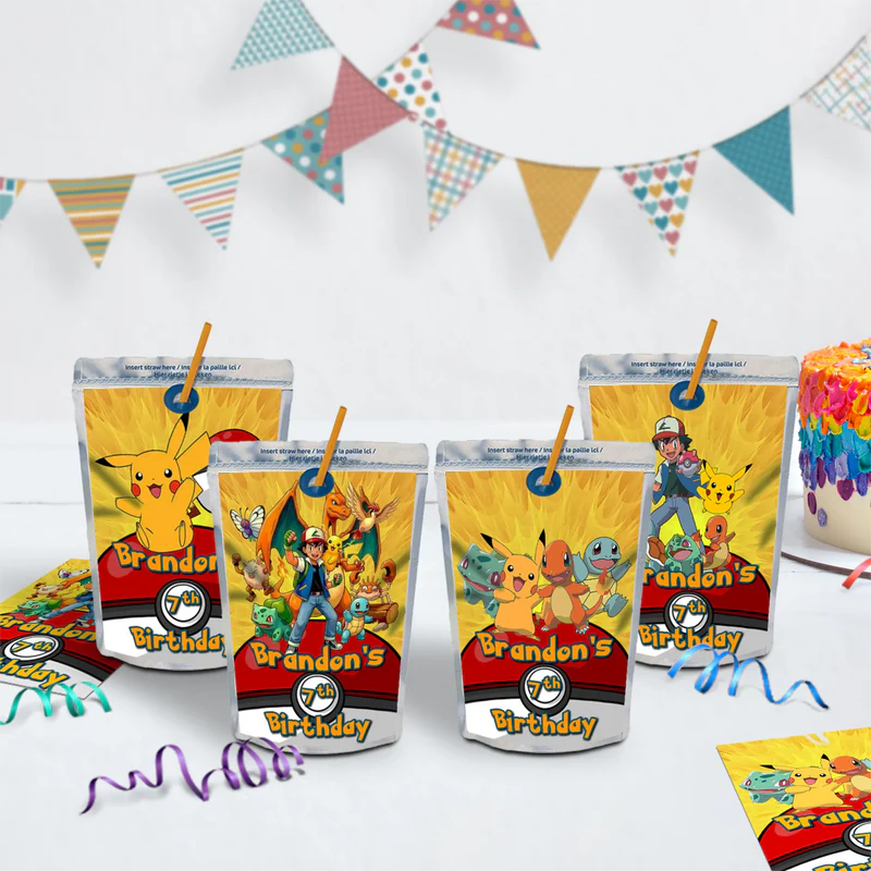 Pokemon Birthday Decorations, Anime Party Supplies, Pocket Monster Themed, Pokemon Digital Template, Editable Pokemon Image SVG PNG