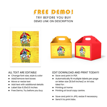 Best Pokemon Treat Box Label Digital File