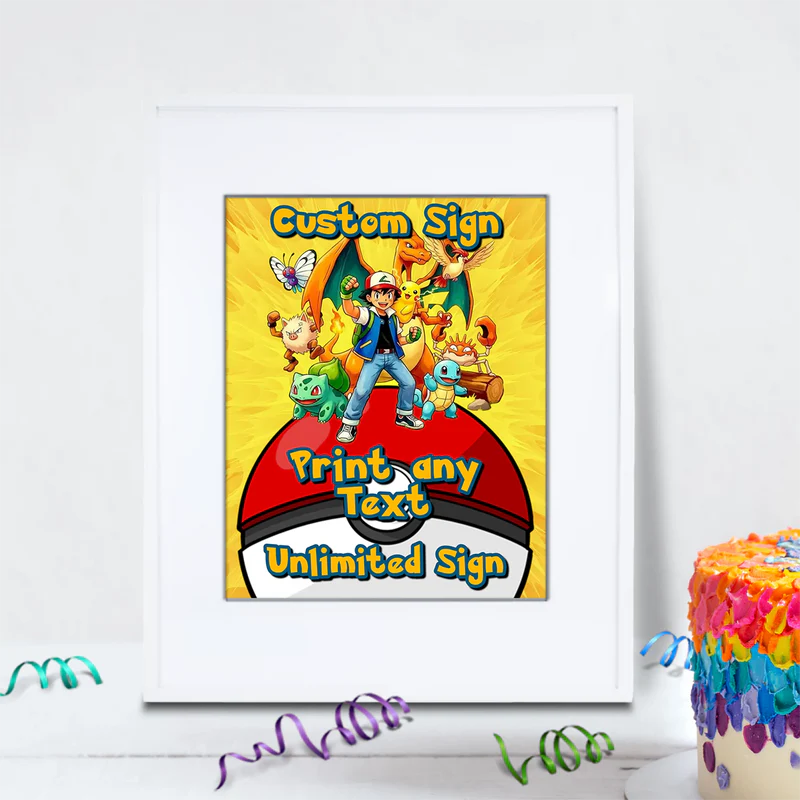 Pokemon Birthday Decorations, Anime Party Supplies, Pocket Monster Themed, Pokemon Digital Template, Editable Pokemon Image SVG PNG