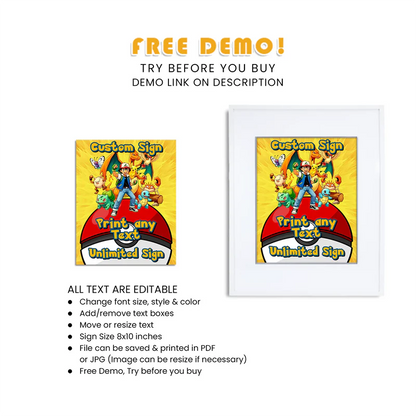 Buy Pokemon Custom Sign for Birthday Parties