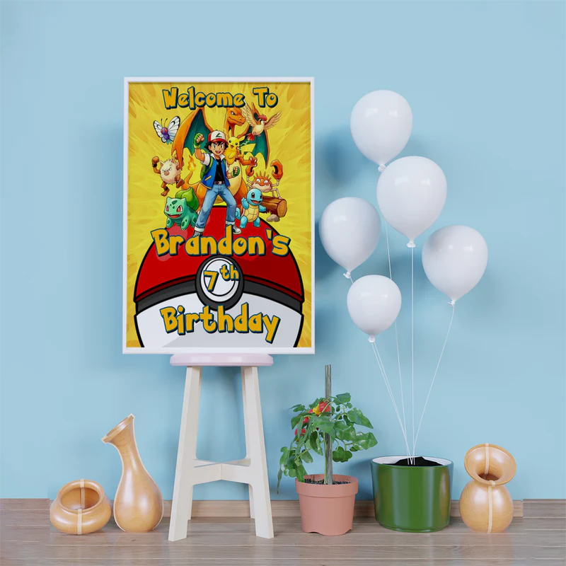 Pokemon Birthday Decorations, Anime Party Supplies, Pocket Monster Themed, Pokemon Digital Template, Editable Pokemon Image SVG PNG