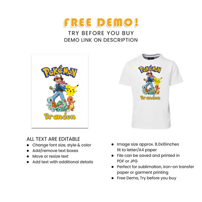 Best Pokemon Sublimation T-Shirt Custom Apparel