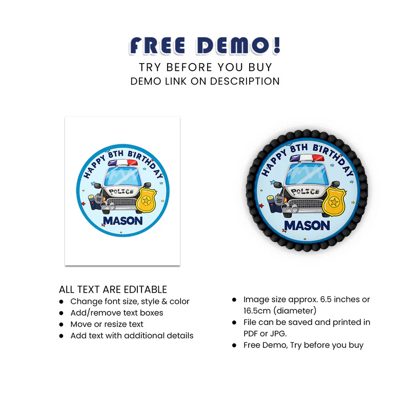 Kids Police Icing Sheet Cake Images Personalized Party Decor