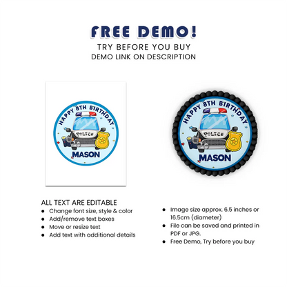 Kids Police Icing Sheet Cake Images Personalized Party Decor