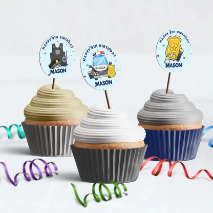 Police Car Birthday Decorations, Cop Party Supplies, Police Themed, Police cop Digital Template, Editable Kids Police Image SVG PNG