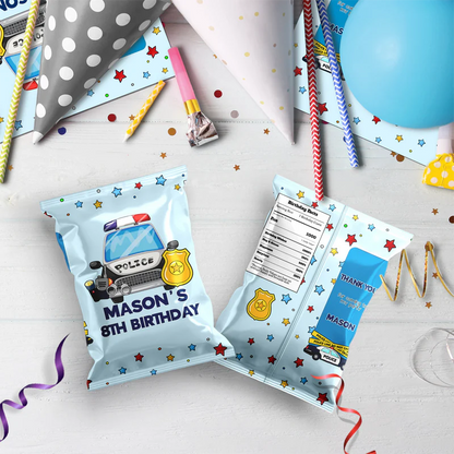 Police Car Birthday Decorations, Cop Party Supplies, Police Themed, Police cop Digital Template, Editable Kids Police Image SVG PNG