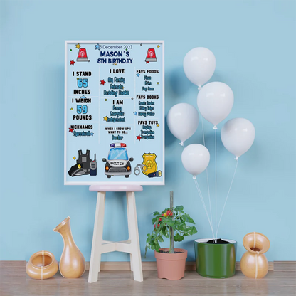 Police Car Birthday Decorations, Cop Party Supplies, Police Themed, Police cop Digital Template, Editable Kids Police Image SVG PNG