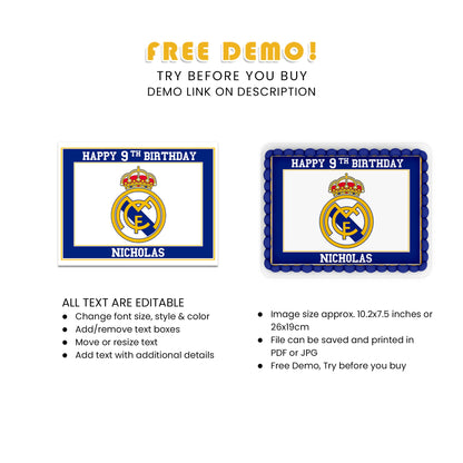 Rectangle Real Madrid CF Personalized Cake Images - Make Your Event Memorable