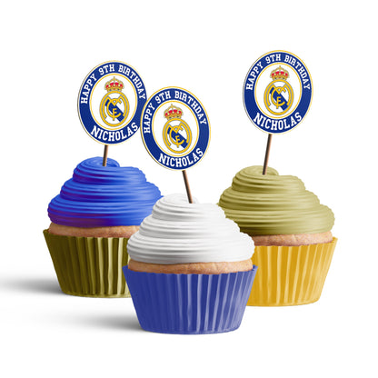 Real Madrid CF themed personalized cupcakes toppers