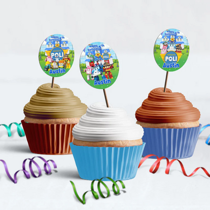 Robocar Poli Birthday Decorations, Robocar Rescue Team Party Supplies, Robocar Broomstown Themed, Robocar POLI Digital Template, Editable Robocar POLI Image SVG PNG