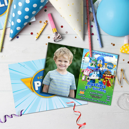 Robocar Poli Birthday Decorations, Robocar Rescue Team Party Supplies, Robocar Broomstown Themed, Robocar POLI Digital Template, Editable Robocar POLI Image SVG PNG