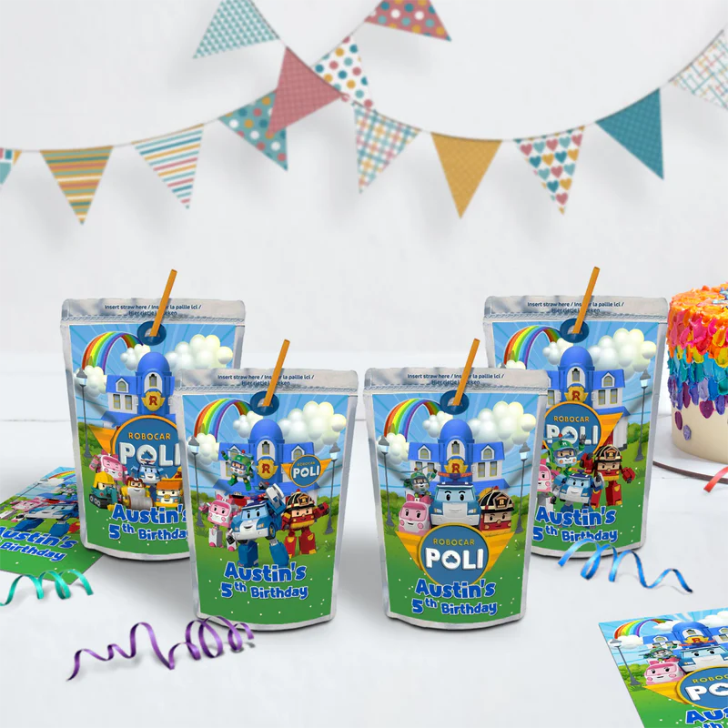 Robocar Poli Birthday Decorations, Robocar Rescue Team Party Supplies, Robocar Broomstown Themed, Robocar POLI Digital Template, Editable Robocar POLI Image SVG PNG