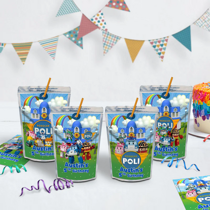 Robocar Poli Birthday Decorations, Robocar Rescue Team Party Supplies, Robocar Broomstown Themed, Robocar POLI Digital Template, Editable Robocar POLI Image SVG PNG