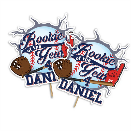 rookie of the year custom cake toppers with baseball design