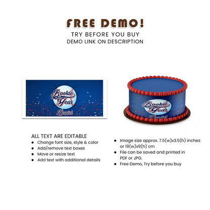 Rookie of the Year Cake Strip Labels | Edible Printable Image | Party Decor