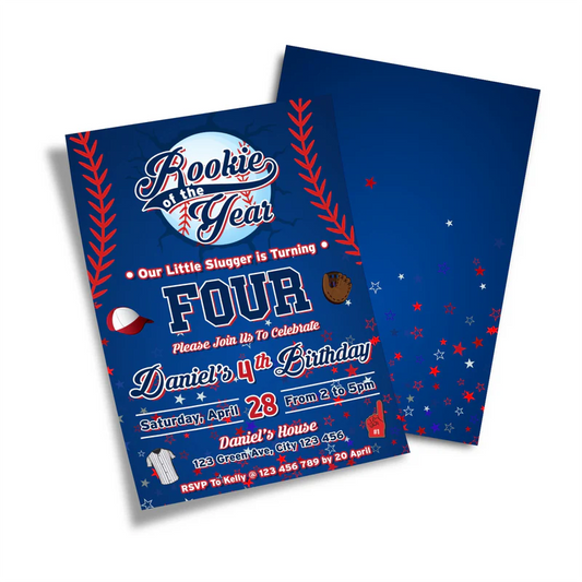 rookie of the year birthday card invitations printable design
