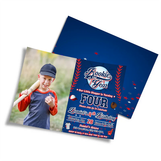 rookie of the year photo card invitations with custom name
