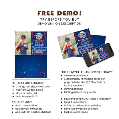 Rookie of the Year Photo Invitation | Custom Birthday Card | Printable Template