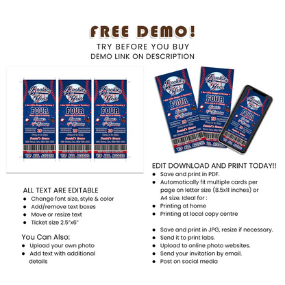 Rookie of the Year Ticket Invitation | Editable Birthday Pass | Instant Download