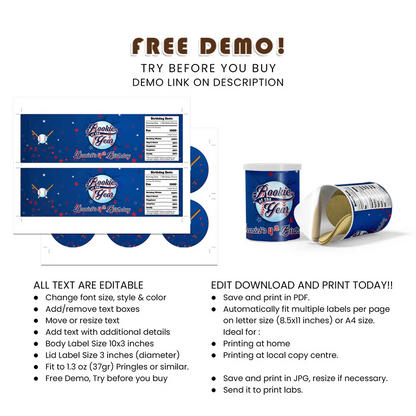 Rookie of the Year Small Pringles Label | Chip Can Wrap | Digital File