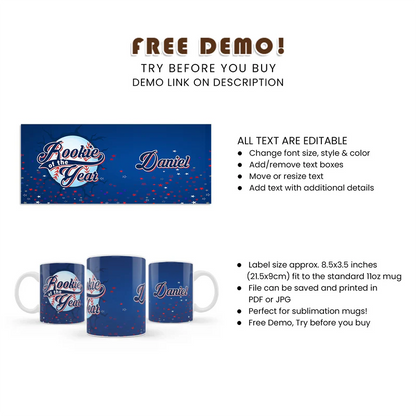 Rookie of the Year Mug Design | Sublimation File | Printable Baby Gift