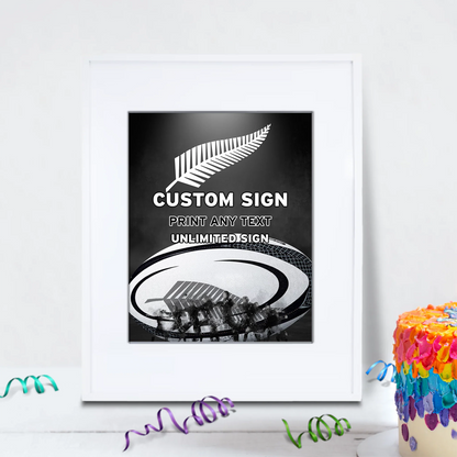 All Blacks Birthday Decorations, Black Ferns & All Blacks Party Supplies, NZ Rugby Themed, All Blacks Haka Maori Digital Template, Editable Rugby Image SVG PNG