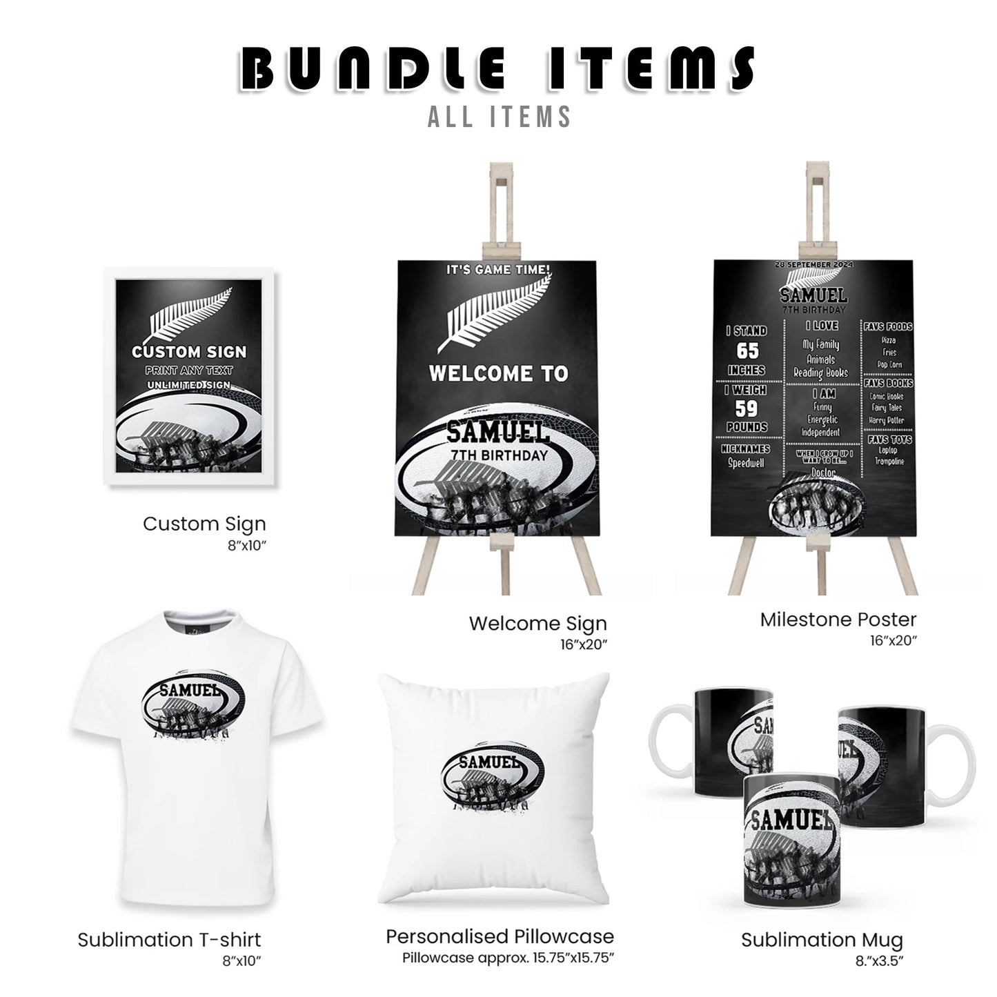 Rugby Personalized Digital Template Party Pack Bundle Editable Printable Party Decorations