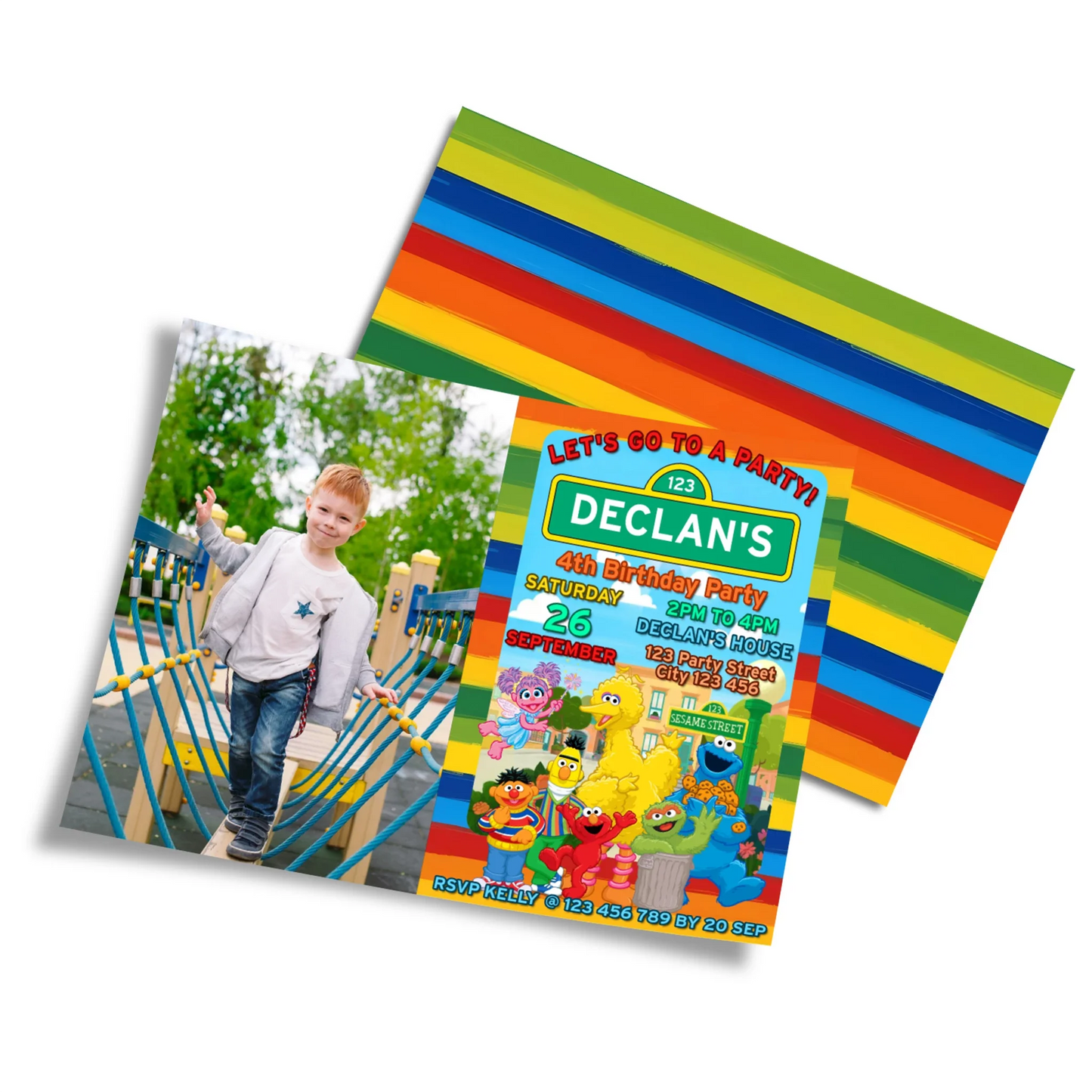 Custom Photo Card Invitations With Sesame Street Characters