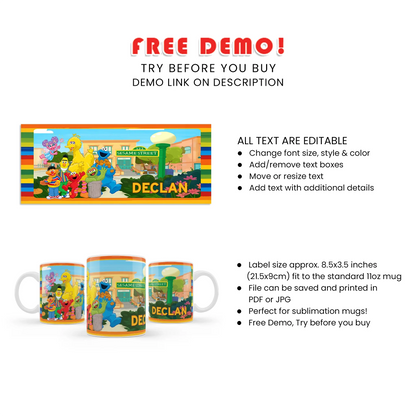 Sesame Street Sublimation Mug - Personalized Sublimation Mugs with Sesame Street Characters for Gifts